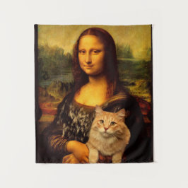 Mona Lisa met katten- en kattenbont Kattenliefhebb Wandkleed