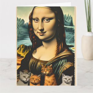 Mona Lisa met katten grappige verjaardagskaart Kaart