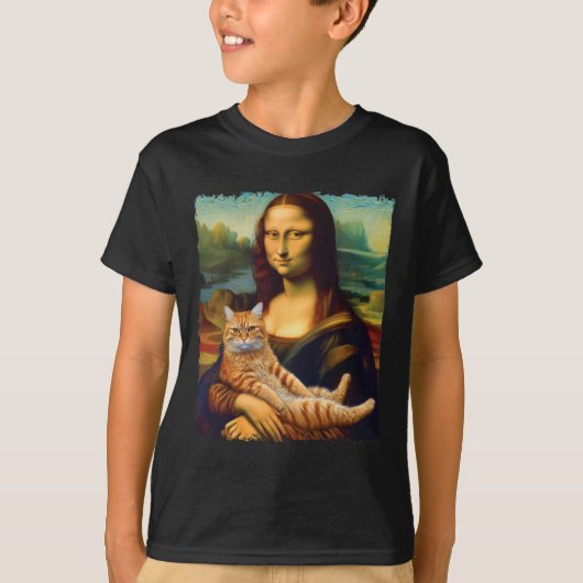 Mona Lisa met kattenportret kunstschilderkunst Kat T-shirt (Voorkant)