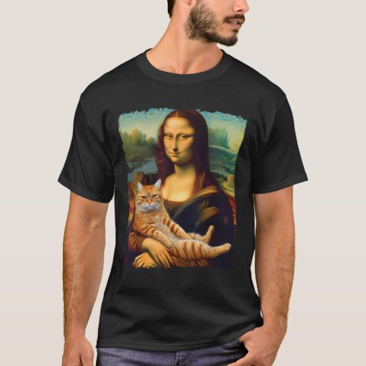 Mona Lisa met kattenportret kunstschilderkunst Kat T-shirt (Voorkant)