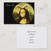 Mona Lisa met konijnenoren en whiskers Visitekaartje (Voorkant / Achterkant)
