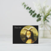 Mona Lisa met konijnenoren en whiskers Visitekaartje (Staand voorkant)