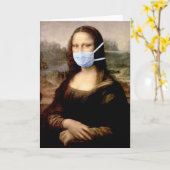 Mona Lisa met Masker Da Vinci die de Kunst bespree Kaart (Gele Bloem)