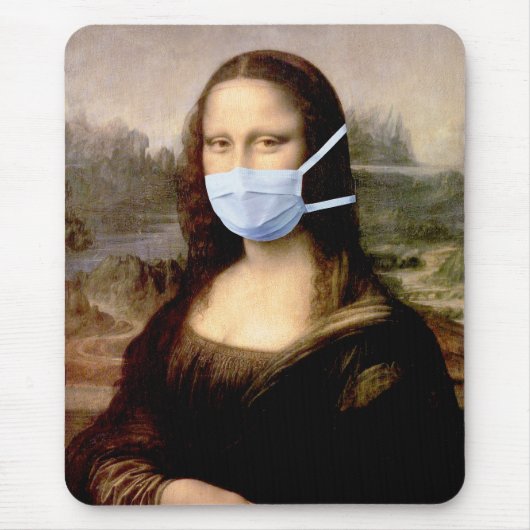 Mona Lisa met Masker Da Vinci die de Kunst bespree Muismat (Voorkant)