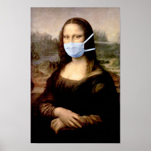 Mona Lisa met Masker Da Vinci die de Kunst bespree Poster