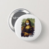 Mona Lisa met Masker Ronde Button 5,7 Cm (Voorkant /achterkant)