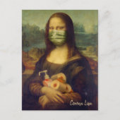 Mona Lisa met masker, toiletpapier, handbediende k Briefkaart (Voorkant)