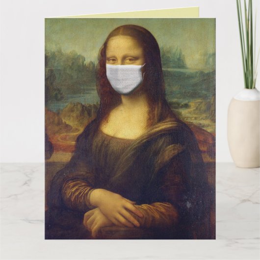 MONA LISA MET MASKFUNNY BIRTHDAY KAART (Voorkant)