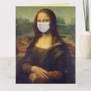 MONA LISA MET MASKFUNNY BIRTHDAY KAART