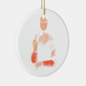 Mona Lisa met middelvinger Keramisch Ornament (Rechts)