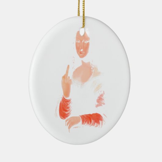 Mona Lisa met middelvinger Keramisch Ornament (Rechts)