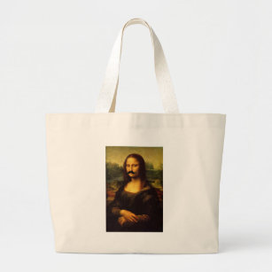 Mona Lisa met Mustache Grote Tote Bag