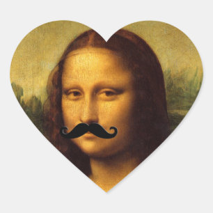 Mona Lisa met Mustache Hart Sticker