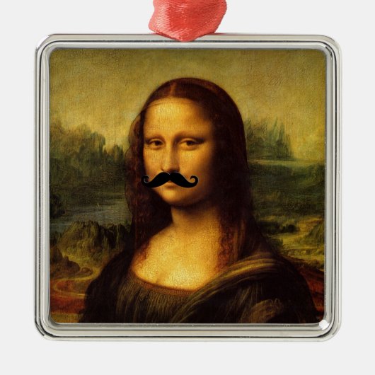 Mona Lisa met Mustache Metalen Ornament (Voorkant)