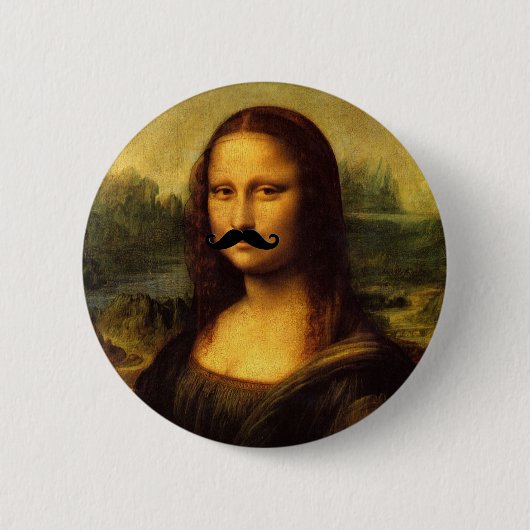 Mona Lisa met Mustache Ronde Button 5,7 Cm (Voorkant)