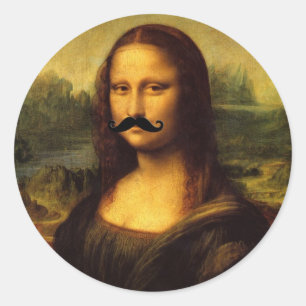 Mona Lisa met Mustache Ronde Sticker