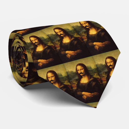 Mona Lisa met Mustache Stropdas (Opgerold)