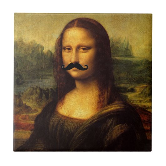 Mona Lisa met Mustache Tegeltje (Voorkant)
