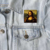 Mona Lisa met Mustache Vierkante Button 5,1 Cm (In situ)