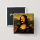 Mona Lisa met Mustache Vierkante Button 5,1 Cm (Voorkant /achterkant)