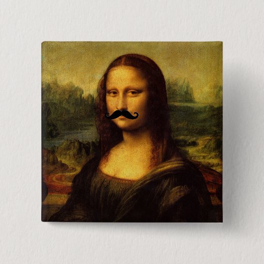 Mona Lisa met Mustache Vierkante Button 5,1 Cm (Voorkant)