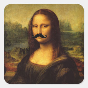 Mona Lisa met Mustache Vierkante Sticker