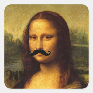 Mona Lisa met Mustache Vierkante Sticker