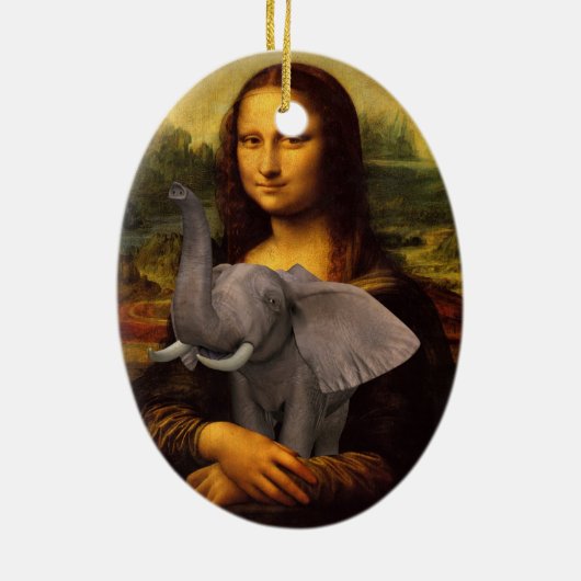Mona Lisa met olifant Keramisch Ornament (Achterkant)