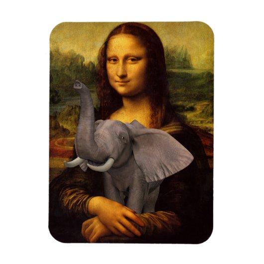 Mona Lisa met olifant Magneet (Verticaal)