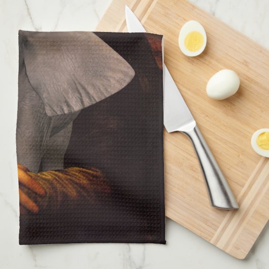 Mona Lisa met olifant Theedoek (Quarter Fold)