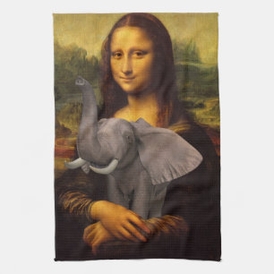 Mona Lisa met olifant Theedoek