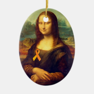 Mona Lisa met Oranje lintje Keramisch Ornament