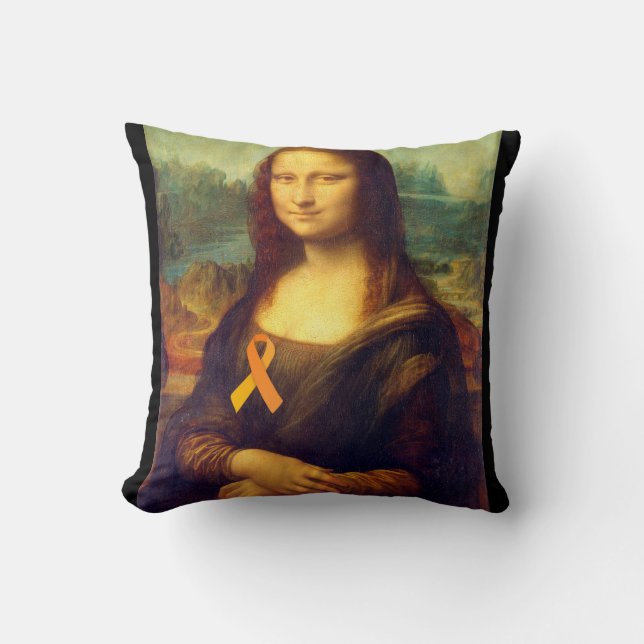 Mona Lisa met Oranje lintje Kussen (Voorkant)