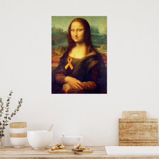Mona Lisa met Oranje lintje Poster (Keuken)