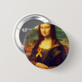 Mona Lisa met Oranje lintje Ronde Button 5,7 Cm (Voorkant /achterkant)