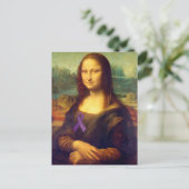 Mona Lisa met Paars lintje Briefkaart (Staand voorkant)