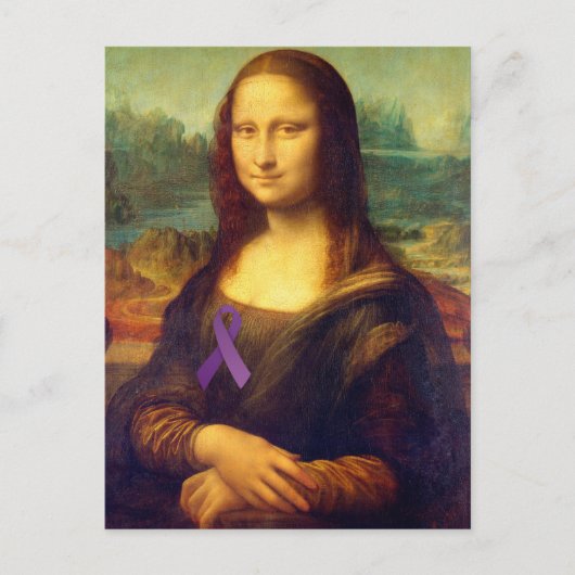 Mona Lisa met Paars lintje Briefkaart (Voorkant)