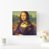 Mona Lisa met Paars lintje Vierkante Klok (Huis)