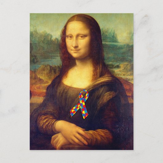 Mona Lisa met Puzzle Ribbon Briefkaart (Voorkant)