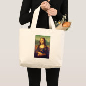 Mona Lisa met Puzzle Ribbon Grote Tote Bag (Voorkant (product))