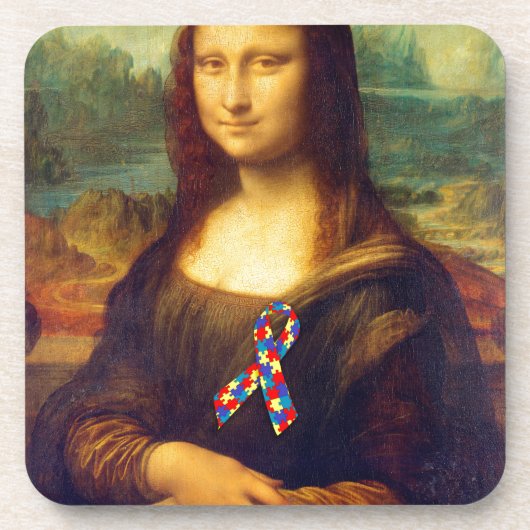 Mona Lisa met Puzzle Ribbon Onderzetter (Voorkant)