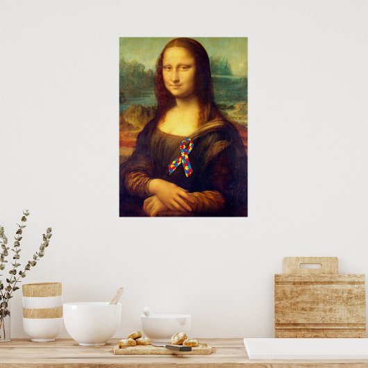 Mona Lisa met Puzzle Ribbon Poster (Keuken)