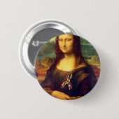 Mona Lisa met Puzzle Ribbon Ronde Button 5,7 Cm (Voorkant /achterkant)