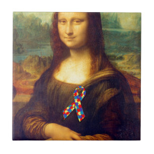 Mona Lisa met Puzzle Ribbon Tegeltje