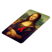 Mona Lisa met rood lintje Magneet (Linkerzijde)