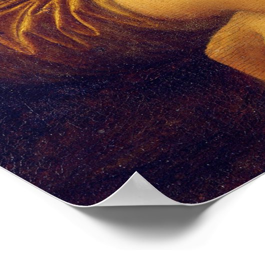 Mona Lisa met rood lintje Poster (Hoek)