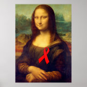 Mona Lisa met rood lintje Poster (Voorkant)