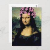 Mona Lisa met roze haarrollers Leonardo da Vinci Briefkaart (Voorkant / Achterkant)
