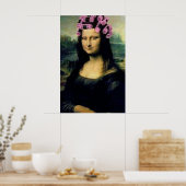 Mona Lisa met roze haarrollers Leonardo da Vinci Poster (Keuken)