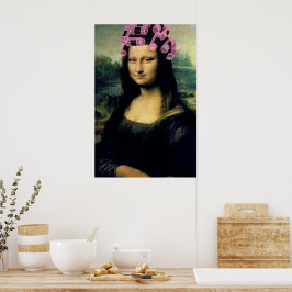 Mona Lisa met roze haarrollers Leonardo da Vinci Poster